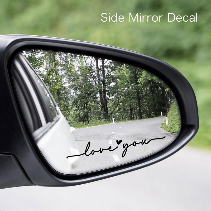 CYLDGNS 3 x Car Rear Mirror Vinyl Decal Stickers Water Bottle Decor Cute Laptop Sticker Aesthetic Tumbler Positive Affirmation Decal Car Rearview for Women Gift for Her (Black, Love You) - Image 3